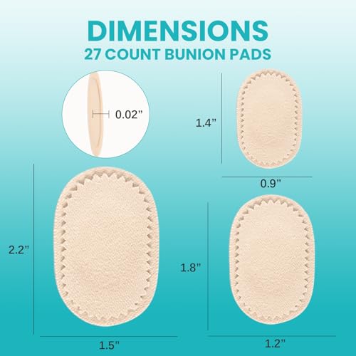 Image of Promifun Bunion Pads to Wear with Shoes - Moleskin Protect Feet for Men and Women - Water-Resistant Self-Stick Adhesive - 27 ct Bunion Cushion
