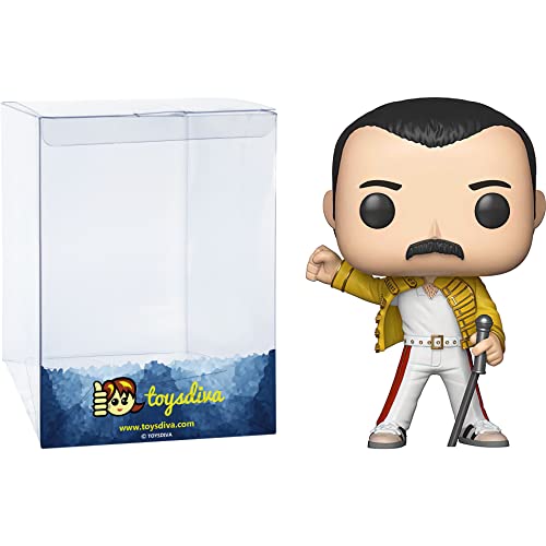Freddie Mercur Y: P O P ! Rocks Vinyl Figurine Bundle With 1 Compatible 'Toysdiva' Graphic Protector (096 - 33732 - B)