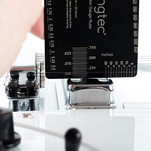 Guitar String Action Gauge Set Up Ruler for Electric, Acoustic, Bass, Classical Guitar - Imperial and Metric Measurements - 500 Micron Anodised Steel - MADE IN UK