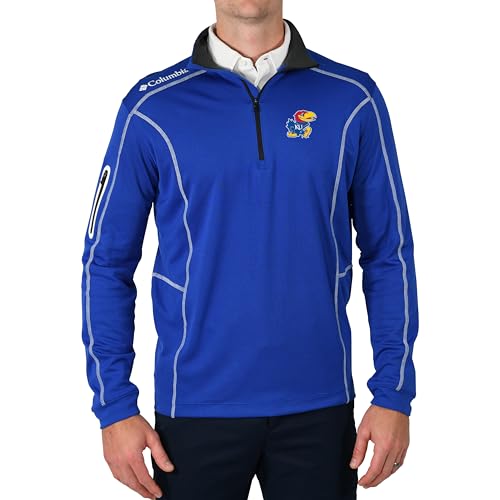 Columbia Univ of Kansas Golf Men's Lightweight Casual Golf Shotgun Pullover2