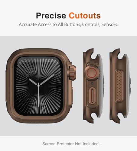Image of ULTIMAL Metal Case Compatible with Apple Watch Series 11 /10 46mm with Back Cover, Military Grade Shockproof Protective Case, Rugged Cover for iWatch 46mm (Brown)