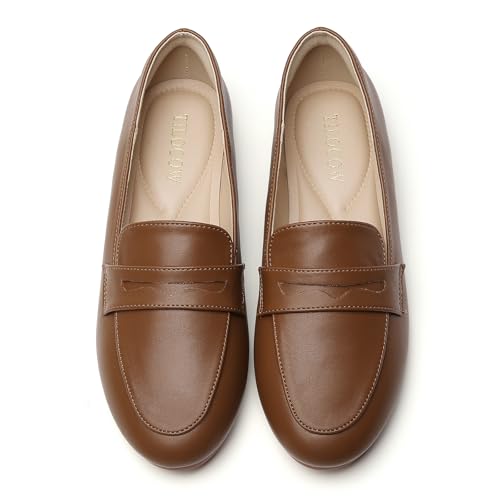 Image of Tilocow Women's Loafers Penny Loafers for Women Comfortable Round Toe Flats Fashion Work Dressy Shoes