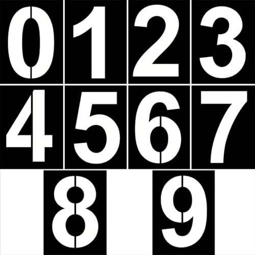 Pochoirs Chiffres 20 cm, Lot de 10 Pochoirs Réutilisables de 0 à 9 en PET Semi-Transparent, Pochoirs de Peinture pour Numéros de Maison, Stationnement,...