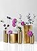 Serene Spaces Living Matte Gold Floral Cylinder Vase, Stylish Flower Vases for Centerpieces at Weddings, Party Tables, Dining or Coffee Table, Thanksgiving, Fall Decor, Measures 8