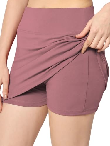 Image of Mehrang Skirt with Shorts for Women's & Girl's Solid High Waist Flared Skater Short Mini Skirt