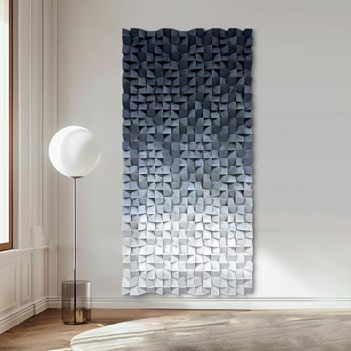 LIUZEYUE - Large Blue and White 3D Wooden Block Wall