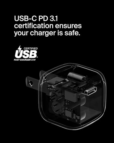 Image of Belkin Compact Charger Block 20W, USB-C Power Delivery Fast Charging - Apple iPhone 16, 15, 14, 13, Plus, Pro, Samsung Galaxy S25, Google Pixel, iPad, AirPods, Nintendo Switch 2 & More - White