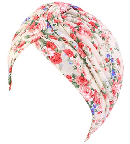 Heyjoin Womens Turban Cotton Cancer Chemo Hat 3D Knot Elastic Headwear Hair Loss Hat Beige