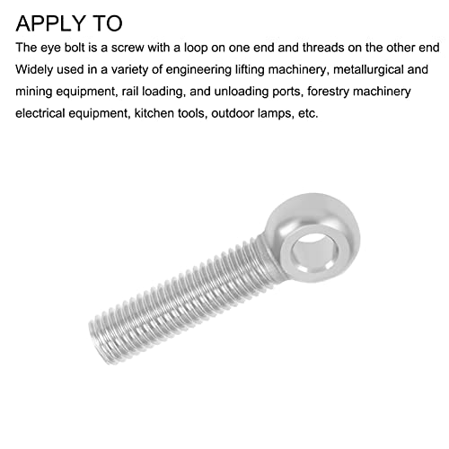 Image of METALLIXITY Shoulder Swing Lifting Bolt (M14x50mm) 2Pcs, 304 Stainless Steel Eye Bolts - for Home Renovation, Pipeline Gate Valves Fasteners, Silver