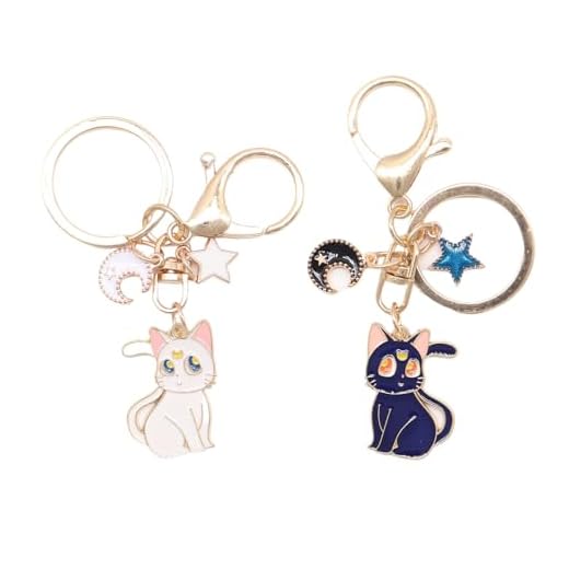 OUDQFCJ Sailor Moon Llavero Set - Llavero Anime con Figura de Gato & Encanto Mágico para Bolsa, Móvil, Coche - Regalo Perfecto para Fans de Sailor Moon y Amantes de los Gatos