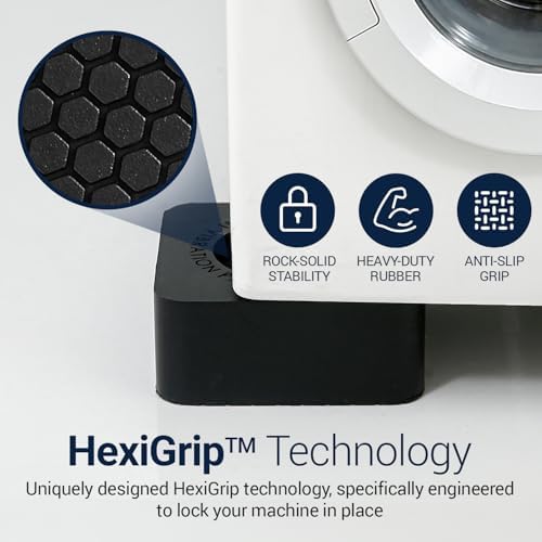 Anti Vibration Pads for Washing Machine and Dryer (Set of 4) - Washer Anti Vibration Pads with HexiGrip™ - Washing Machine Accessories & Leveling Pads - Vibration Dampening Mat - 2