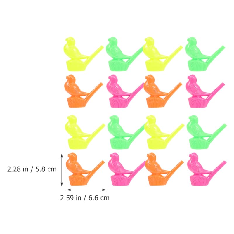 Lurrose 16pcs Bird Water Whistle Bird Call Makers Colorful Plastic Party Whistles for Kids Adults Bath Party Present