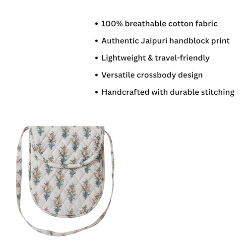 Image of Cotton Handblock Printed Sling Bag for Girls | Beach Bag | Crossbody Shoulder Bag for Womens Handbags & Bags