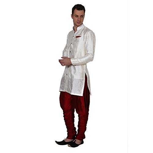 Image of Royal Kurta Men's Jacquard Silk Floral Print Indowestern Sherwani