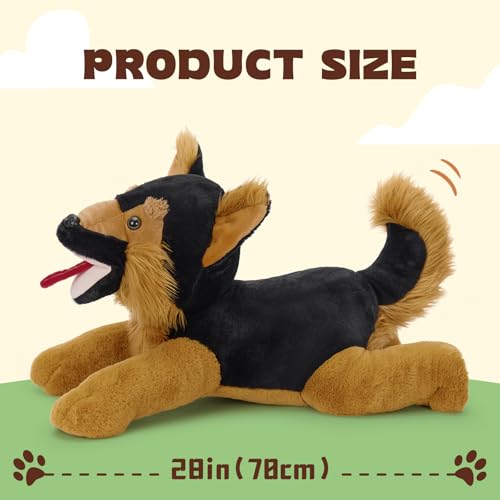 Image of MaoGoLan 28 inches Large German Shepherd Stuffed Animal,Realistic and Fluffy Dog Plush Hugging Pillow,Adorable Puppy Plushie Gift for German Shepherd Lover