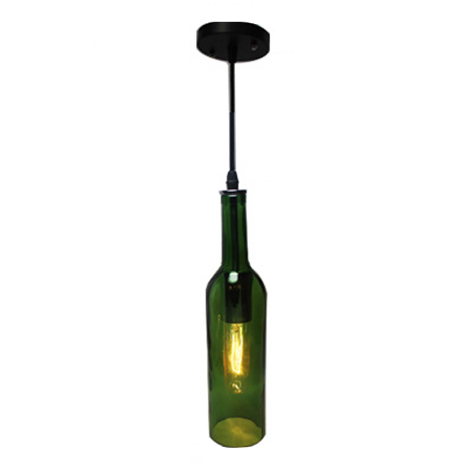 KXEcoLife Modern Chandelier Light Retro Industrial Beer Pendant Wine Bottle Glass Height Adjustable Restaurant Chandeliers Ceiling Decor Hanging Lamp With 5 Color Lampshade