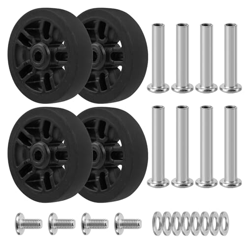 4pcs Luggage Wheels Replacement OD 55mm, Suitcase Swivel Casters, Wear Resistant Rubber Repair Wheel Black, PF09