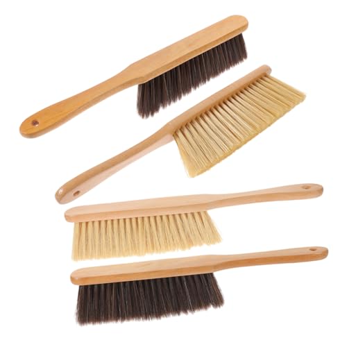 Cabilock Home Cleaning Essential: 4pcs Bed Brush Set Sofa Dust Brush Couch Fabric Shaver Bed Dust Upholstery Brush Extended Wooden Handle