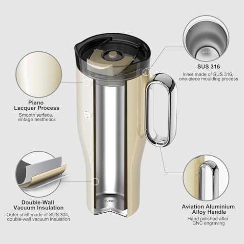 OTE 40oz Tumbler with Handle and Straw Lid, Double Walled Vacuum Insulation Stainless Steel Cup - Image 4