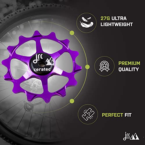 Image of JRC Components Ceramic Derailleur Pulley Wheel | Pair of 14&12T Jockey Wheels Hybrid Ceramic Bearing - MTB Bike Rear Derailleur Pulley Wheels | Hybrid Ceramic Pulley Wheels.