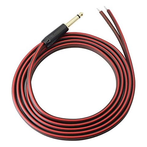 1/4 TS to Speaker Bare Wire,Audio Cable to 6.35mm Male Mono Adapter Replacement Open End Gold-Plated OFC HiFi TS Speaker Cord Amplifier Patch Cable for DJ Application Cover