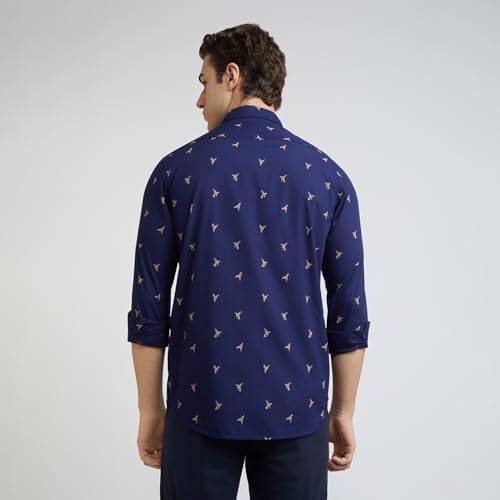 Image of Colorplus Men's Pure Cotton Print Pattern Contemporary Fit Regular Collar Full Sleeve Casual Shirt