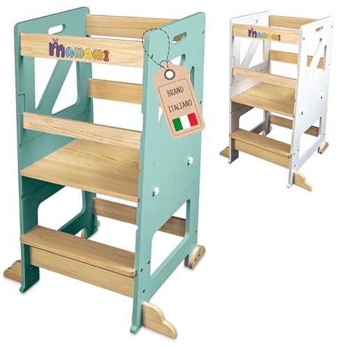 MAMAMI® Torre Montessoriana per Bambini, Torre di Apprendimento con Altezza Regolabile, Anti-Ribaltamento su tutti i...