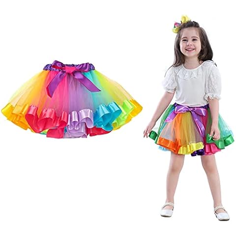 CHMMY Girls Rainbow Tutu Skirt Costume Ballet Dance Tutu Skirts Dress for Toddler Girls 2-5 Years Old Party Dress Up-M Cover