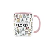 Purely Home Floristen-Tasse – humorvolle Handelsgeschenke – Tee/Kaffee Heißgetränke rosa Keramiktasse Geschenk für Floristen/Blumen- und Pflanzenhändler