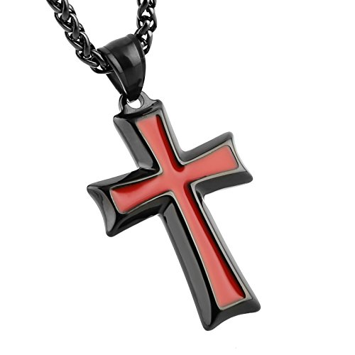 Hzman S70106C Mens Stainless Steel Cross Pendant Necklace thumb #2