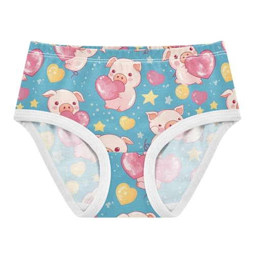 Wusikd Cute Pink Piglets Girls' Underwear Cotton Heart-shaped Girls Briefs Soft Toddler Underwear 2T