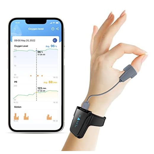 ViATOM Pulsoximeter mit Bluetooth, Sauerstoffsättigung Messgerät Finger und Handgelenk, tragbarer Schlafmonitor Blutsauerstoffmessgerät Finger mit Profi-APP&PC-Bericht