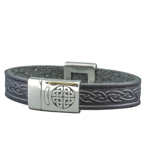 Briomhar Irish Leather Celtic Bracelet Unisex - Eternal Knot Cuff Made in Ireland2