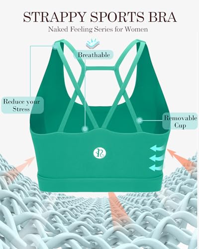 Image of RUNNING GIRL Sports Bras for Women,Padded Pink Sports Bra Tank Top Sexy Crisscross Back High Impact Longline Workout Yoga Bra(WX2569Bright Green,L), Large