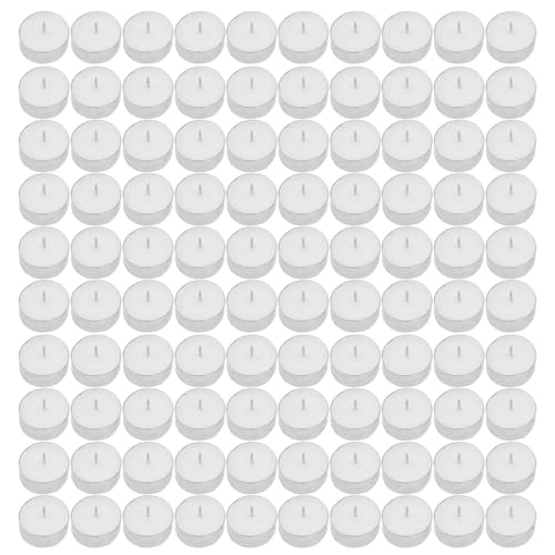 Oseczmut Velas de té de larga duración | 100 velas redondas de noche | Pequeñas velas de parafina para el hogar, la piscina, el Shabat, la cena y las bodas