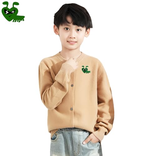 Boy Cardigan Round Neck Cartoon Cute Glasses Ant Embroidery Cotton with Button Solid Casual Fit Open Front Sweater2