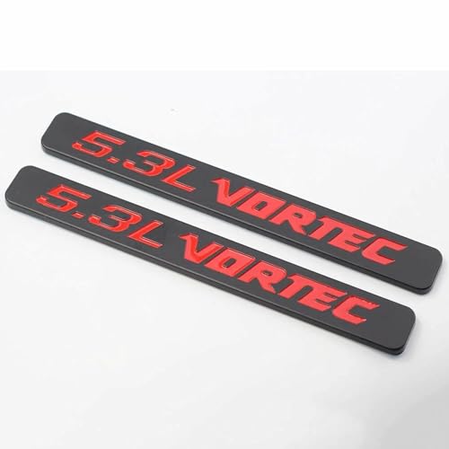 Image of Hood Door Side Emblems Engine 3D Badge Nameplate Decals Fits for 5.3l Vortec 2PCS (Black Red)