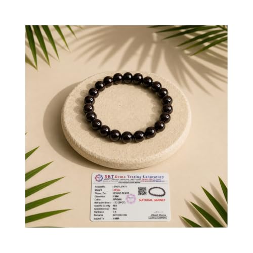Image of VAMA Red Garnet Bracelet (8mm) | Healing Crystal Energy Stone Quartz Chakra Gemstone for Success, Health, Manifestation, Self-Esteem, Money and Chakra Healing for Men and Women