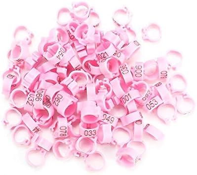 100Pcs Pigeon Leg Bands, 8mm Numbered Bird Leg Rings for Small Birds Poultry Foot Clips for Finch Dove Lovebird Quail
