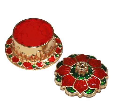 Image of Indian Dark Red Pure Kumkum Powder (Sindoor, Kumkuma, Kum Kum) For Makeup, Pooja And Other Hindu Rituals (Fancy Box 1)