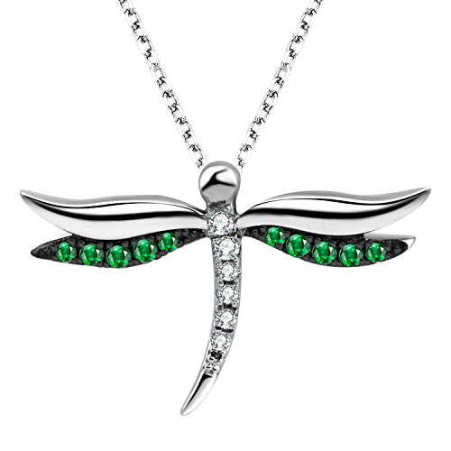 T400 Collar de Plata de Ley 925 Jewelers, con Dije de libélula con circonia cúbica y Cristales, 40.6 cm
