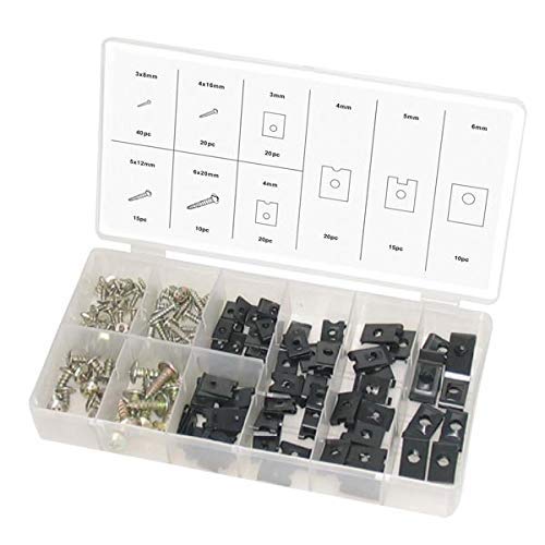 Streetwize Accessories Black Streetwize Sc9 Screw & U-Type Cushion Speed Clips Assortment – 170 Pcs