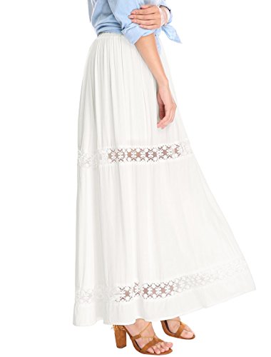 Allegra K Women's Saint Patrick's Day Long Skirts Elastic Waist Swing A-Line Lace Insert Maxi Skirt4