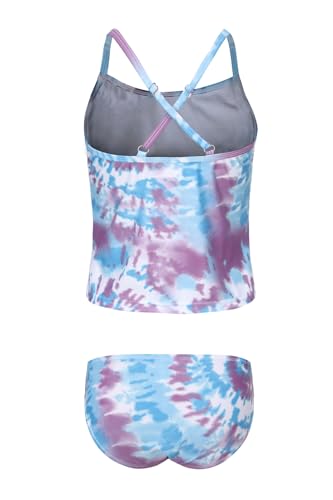 Image of Girls Two Piece Tankini Swimsuits Tie Dye Bathing Suit Kids Hawaiian Swimwear Set 3-16 Years