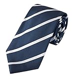 Puccini fein gestreifte XXL-Krawatte  extra lang, Mikrofaser (Navyblau/Schneeweiß)