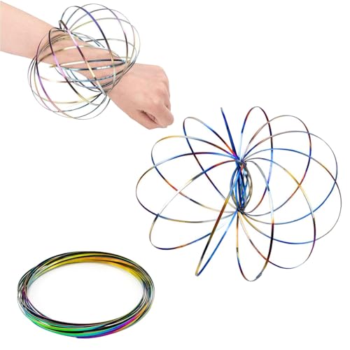ZHAOYCSH Magisches Flow Ring Armband Spielzeug,3D Edelstahl Feder Durchflussring für Multisensorisches, Pädagogisches und Interaktives Antistress-Spielzeug – Bunt