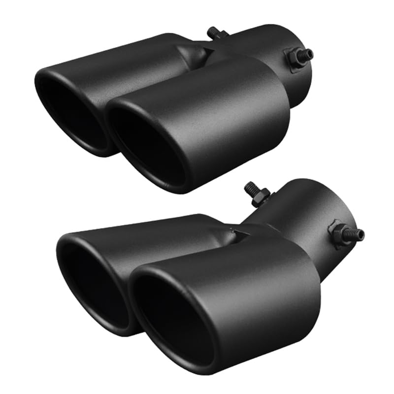Puntas de escape universales con doble tubo recto negro para mejorar la salida de gases trasera 4