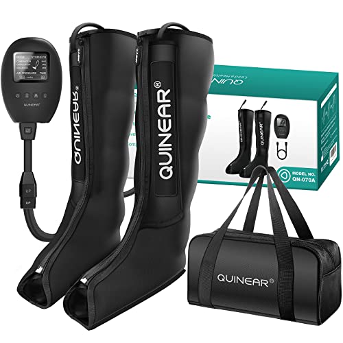 QUINEAR Leg Massager, Air Compression Leg Recovery System Foot & Leg Massage Boots Improve Leg Circulation and Sports Recovery, Upgrade Digital Controller