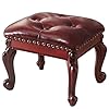 Ottoman foot rest small leather ottoman footstoolvintage ottomanliving room ottomansolid wooden shoe stoolshoe change bench at the entrancedark brown  urban country home decor