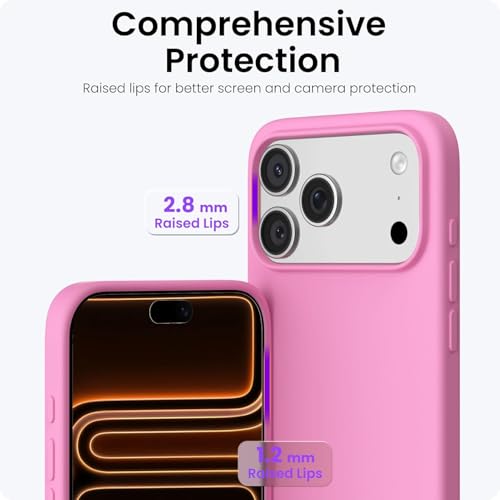 Image of DIZORO Compatible with (iPhone 17 Pro Max Case)(2025), Liquid Silicone 3 Layers Full Covered Soft Gel Rubber Phone Case,Shockproof Protective Cover with Anti-Scratch Microfiber Lining- Baby Pink